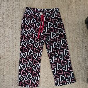 Faded Glory Black and White Heart Pajama Bottoms